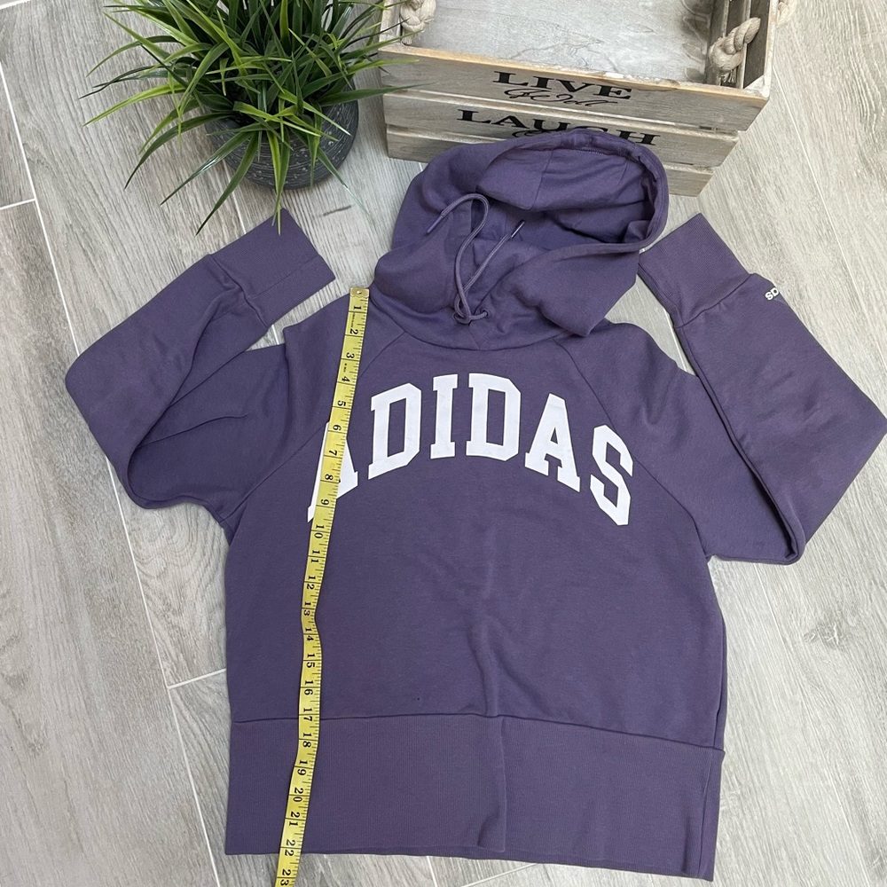 Adidas Hoodie Sweatshirt Purple Pullover Drawstrings - Picture 3 of 7